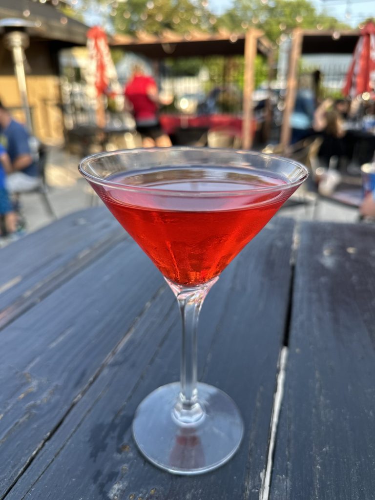 Cocktail on the patio at Twain's Tavern